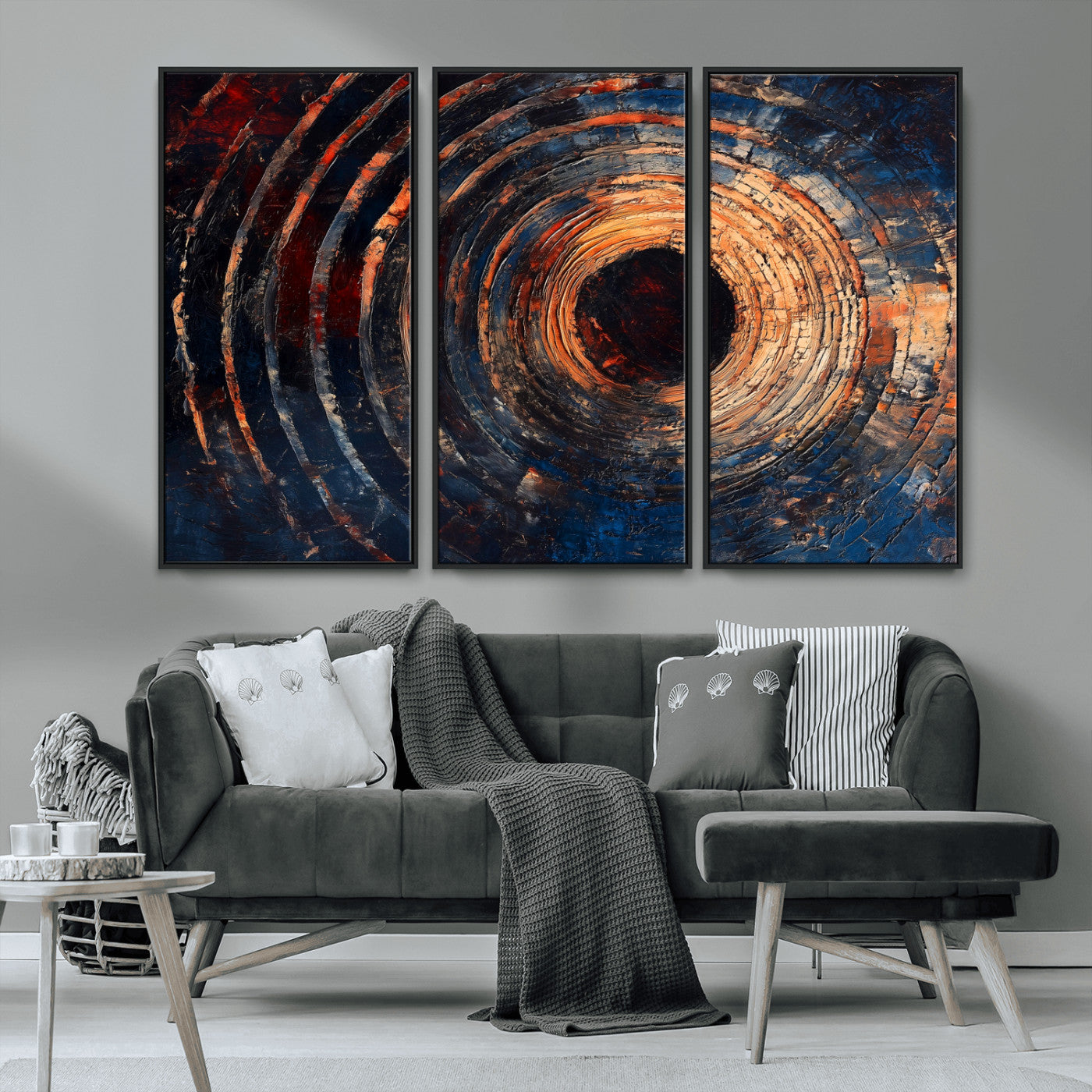 10017879-MGV-CV-36X24-Wood Tree Ring Wall Art Canvas Print, Framed Natural Wood Art Picture Print, Rustic Tree Slice Perfect Rustic Decor Artwork