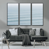 47814787-MGV-CV-36X24-Ocean Waves Wall Art Canvas Print, Framed Solo Surfer Art Picture Print, Wave Lines Perfect Minimalist Ocean Decor Artwork