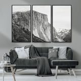39393420-MGV-CV-36X24-El Capitan Wall Art Canvas Print, Framed Yosemite Cliff Art Picture Print, Monochrome Mountain Perfect Monochrome Sierra Decor