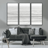 66534476-MGV-FC-48X32-3P_Black-Lone Surfer Wall Art Canvas Print, Framed Ocean Waves Art Picture Print, Minimal Sea Perfect Minimal Coastal Decor Artwork