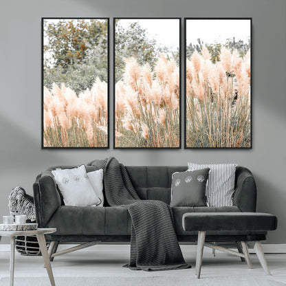 21826392-MGV-CV-36X24-Pampas Grass Wall Art Canvas Print, Framed Soft Pampas Art Picture Print, Pastel Grasses Perfect Soft Neutral Boho Decor Artwork