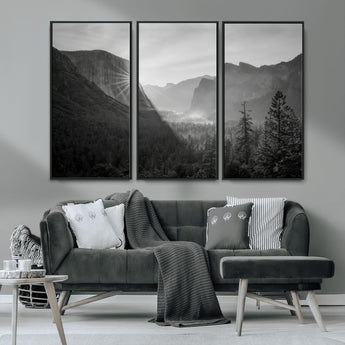 39278955-MGV-CV-36X24-Yosemite Valley Wall Art Canvas Print, Framed El Capitan Art Picture Print, Misty Mountain Perfect Modern Rustic Decor Artwork