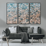 26580287-MGV-CV-36X24-Clear Water Wall Art Canvas Print, Framed Sunlit Ripples Art Picture Print, Ocean Texture Perfect Modern Coastal Decor Artwork