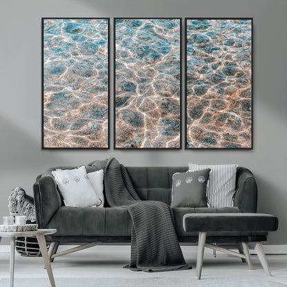 26580287-MGV-CV-36X24-Clear Water Wall Art Canvas Print, Framed Sunlit Ripples Art Picture Print, Ocean Texture Perfect Modern Coastal Decor Artwork