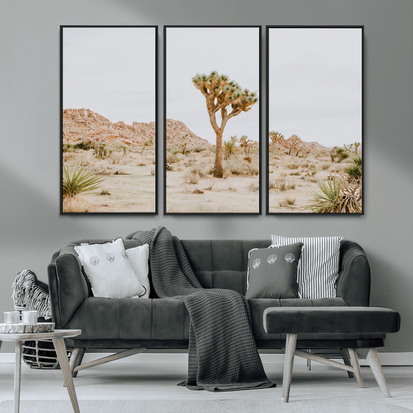 67109959-MGV-CV-36X24-Joshua Tree Wall Art Canvas Print, Framed Neutral Desert Art Picture Print, Earthy Landscape Perfect Neutral Boho Decor Artwork