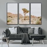 67109959-MGV-CV-36X24-Joshua Tree Wall Art Canvas Print, Framed Neutral Desert Art Picture Print, Earthy Landscape Perfect Neutral Boho Decor Artwork