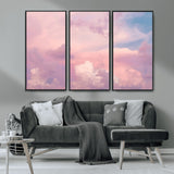 22874890-MGV-CV-36X24-Pastel Sky Wall Art Canvas Print, Framed Dreamy Cloudscape Art Picture Print, Sunset Glow Perfect Minimalist Serenity Decor