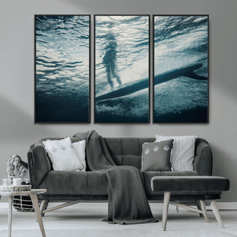 71192524-MGV-CV-36X24-Submerged Surf Wall Art Canvas Print, Framed Underwater Perspective Art Picture Print, Ocean Surf Perfect Coastal Adventure Decor