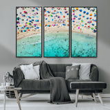 76172085-MGV-CV-36X24-Tropical Shoreline Wall Art Canvas Print, Framed Beach Relaxing Art Picture Print, Aerial Summer Perfect Coastal Vibrant Decor