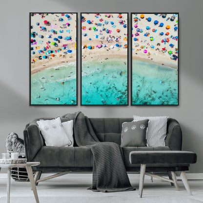 76172085-MGV-CV-36X24-Tropical Shoreline Wall Art Canvas Print, Framed Beach Relaxing Art Picture Print, Aerial Summer Perfect Coastal Vibrant Decor