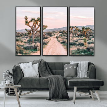 12540952-MGV-CV-36X24-Joshua Tree Park Wall Art Canvas Print, Framed Desert Road Art Picture Print, Sunset Drive Perfect Southwestern Boho Decor Artwork