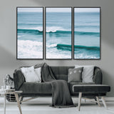 73692470-MGV-CV-36X24-Ocean Swell Wall Art Canvas Print, Framed Surf Waves Art Picture Print, Blue Water Perfect Coastal Dynamic Decor Artwork