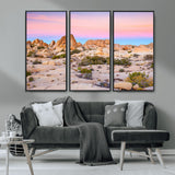 96167137-MGV-CV-36X24-Vibrant Sunset Sky Wall Art Canvas Print, Framed Joshua Tree Art Picture Print, Rugged Terrain Perfect Southwestern Boho Decor