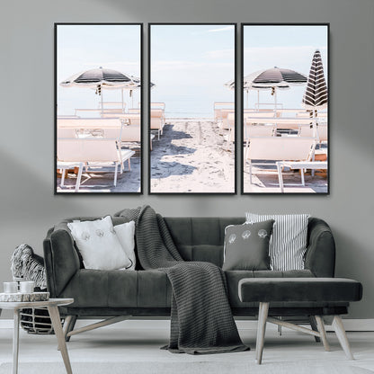 67623952-MGV-FC-48X32-3P_Black-Minimalist Beach Wall Art Canvas Print, Framed Pastel Sand Art Picture Print, Beach Aesthetic Perfect Coastal Minimalist Decor