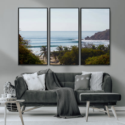 88336640-MGV-CV-36X24-Tropical Beach Scene Wall Art Canvas Print, Framed Coastal Photography Art Picture Print, Ocean Horizon Art Perfect Coastal Boho