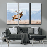 96024025-MGV-CV-36X24-Elk Photography Wall Art Canvas Print, Framed Mountain Wildlife Art Picture Print, Rustic Lodge Decor Perfect Rustic Lodge Decor