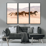 83644685-MGV-CV-36X24-Wild Horse Art Wall Art Canvas Print, Framed Rustic Western Art Picture Print, Desert Horse Scene Perfect Rustic Western Decor