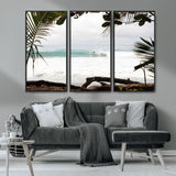 50382104-MGV-CV-36X24-Tropical Surf Wall Art Canvas Print, Framed Palm Tree View Art Picture Print, Beach House Art Perfect Boho Coastal Decor Artwork