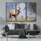 26365841-MGV-CV-36X24-Mountain Elk Art Wall Art Canvas Print, Framed Rustic Wildlife Print Art Picture Print, Lodge Style Decor Perfect Rustic Lodge