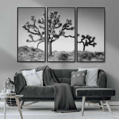 50975475-MGV-CV-36X24-Joshua Tree Art Wall Art Canvas Print, Framed Desert Tree Print Art Picture Print, Black White Nature Perfect Southwestern Boho