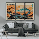 22373530-MGV-CV-36X24-Japanese Mt Fuji Wave Art Print – Ukiyo e Inspired Sun & Cherry Blossom Poster, Traditional Asian Landscape Painting, Modern
