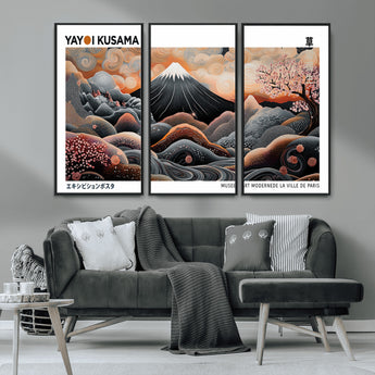 63125329-MGV-CV-36X24-Japanese Mt Fuji Wall Art – Surreal Ukiyo e Style Cherry Blossom Poster, Swirling Cloud Landscape Print, Modern Oriental Asian