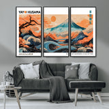88785870-MGV-CV-36X24-Japanese Great Wave & Mt Fuji Wall Art – Ukiyo e Style Landscape Print with Flowing River, Autumn Mountain Poster, Oriental Asian