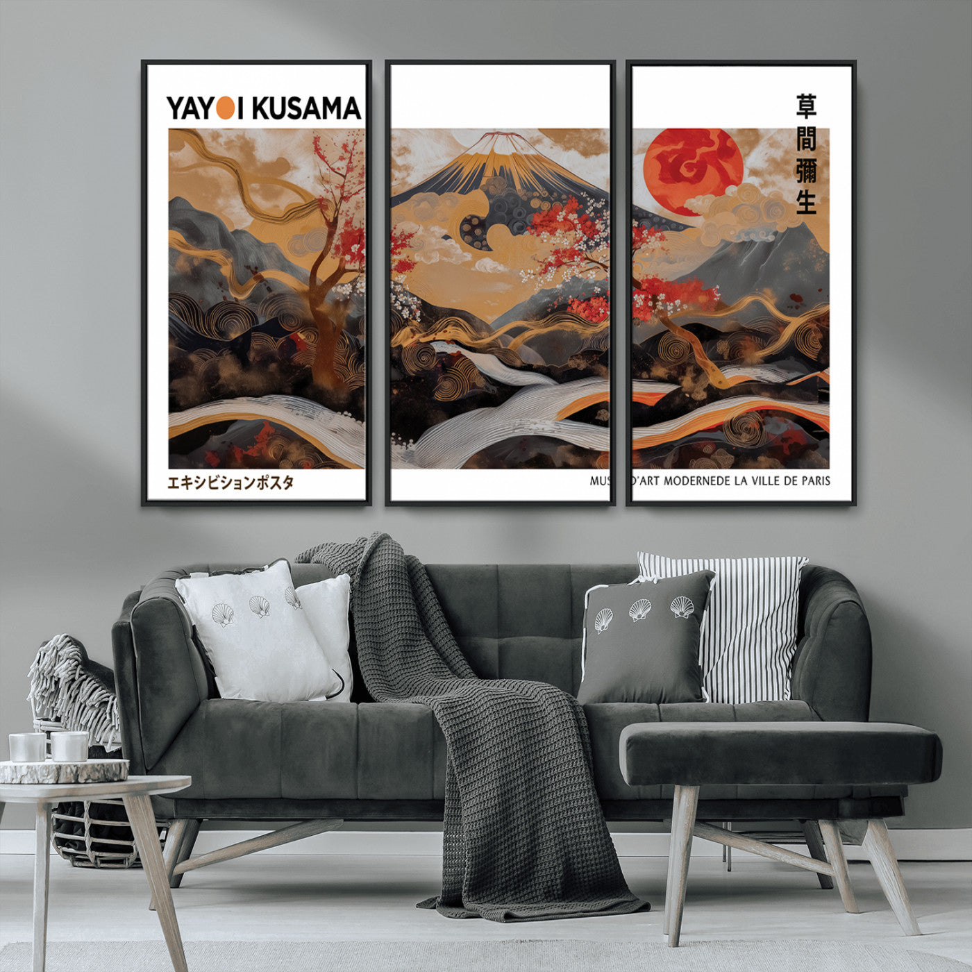 85375874-MGV-CV-36X24-Mount Fuji Abstract Wall Art – Japanese Landscape Canvas Print, Cherry Blossom & Red Sun Painting, Elegant Modern Zen Asian Home