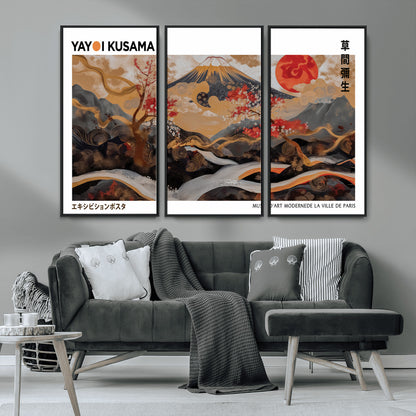 85375874-MGV-CV-36X24-Mount Fuji Abstract Wall Art – Japanese Landscape Canvas Print, Cherry Blossom & Red Sun Painting, Elegant Modern Zen Asian Home