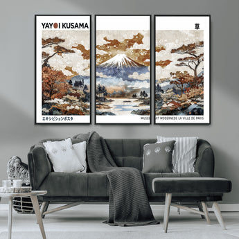 80111817-MGV-FC-48X32-3P_Black-Japanese Landscape Wall Art – Mount Fuji Autumn Canvas Print, Asian Inspired Nature Decor for Living Room, Bedroom, Office or