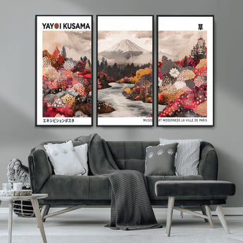32352074-MGV-CV-36X24-Japanese Landscape Wall Art – Mount Fuji River Canvas Print, Modern Asian Inspired Nature Decor for Living Room, Bedroom, Office