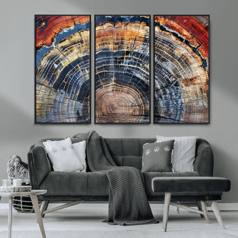 38987581-MGV-CV-36X24-Tree Ring Art Wall Art Canvas Print, Framed Rustic Wall Decor Art Picture Print, Nature Grain Print Perfect Modern Rustic Decor