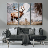 70489411-MGV-CV-36X24-Elk Photography Wall Art Canvas Print, Framed Mountain Wildlife Art Picture Print, Rustic Nature Decor Perfect Rustic Lodge Decor