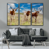 58099948-MGV-CV-36X24-Texas Longhorn Wall Art Canvas Print, Framed Western Decor Art Picture Print, Rustic Farmhouse Perfect Western Farmhouse Decor