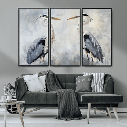 90806932-MGV-CV-36X24-Heron Wall Art Wall Art Canvas Print, Framed Bird Canvas Decor Art Picture Print, Nature Inspired Perfect Coastal Minimalist Decor