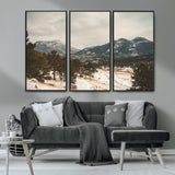 77311749-MGV-CV-36X24-Mountain Landscape Wall Art Canvas Print, Framed Snowy Peaks Art Picture Print, Alpine Aesthetic Perfect Rustic Winter Decor