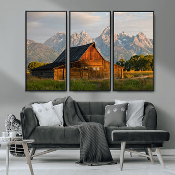 31771014-MGV-CV-36X24-Rustic Barn Wall Art Canvas Print, Framed Western Landscape Art Picture Print, Farmhouse Style Perfect Rustic Farmhouse Decor