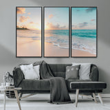 94538225-MGV-CV-36X24-Beach Sunset Wall Art Canvas Print, Framed Ocean Waves Art Picture Print, Summer Escape Perfect Coastal Serenity Decor Artwork