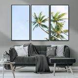 54719115-MGV-CV-36X24-Palm Trees Wall Art Canvas Print, Framed Tropical Aesthetic Art Picture Print, Coastal Serenity Perfect Tropical Minimalist Decor