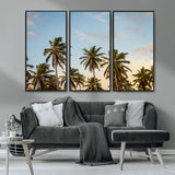 99033771-MGV-FC-48X32-3P_Black-Palm Trees Wall Art Canvas Print, Framed Tropical Vibes Art Picture Print, Coastal Sunset Perfect Coastal Boho Decor Artwork