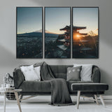 87729656-MGV-CV-36X24-Mount Fuji Wall Art Canvas Print, Framed Japan Travel Art Picture Print, Chureito Pagoda Perfect Zen Minimalism Decor Artwork