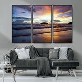 36714356-MGV-CV-36X24-Beach Sunset Wall Art Canvas Print, Framed Ocean Waves Art Picture Print, Tropical Seascape Perfect Coastal Serenity Decor Artwork
