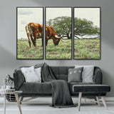 91866234-MGV-CV-36X24-Texas Longhorn Wall Art Canvas Print, Framed Rustic Ranch Art Picture Print, Western Cattle Perfect Rustic Farmhouse Decor Artwork