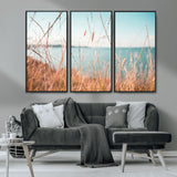 36108696-MGV-CV-36X24-Coastal Grass Wall Art – Serene Ocean View Canvas Print, Beach Nature Photography Decor for Living Room, Bedroom, Office or Modern
