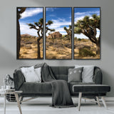 25722592-MGV-FC-48X32-3P_Black-Joshua Tree Desert Wall Art Canvas Print, Framed Southwestern Nature Art Picture Print, Rustic Earth Tones Perfect Southwestern
