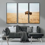 61392510-MGV-CV-36X24-Buffalo Wall Art Wall Art Canvas Print, Framed Western Wildlife Decor Art Picture Print, Rustic Farmhouse Art Perfect Rustic