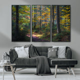 65810864-MGV-CV-36X24-Autumn Forest Wall Art Canvas Print, Framed Fall Woodland Art Picture Print, Golden Leaves Perfect Rustic Farmhouse Decor Artwork