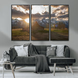 52555760-MGV-CV-36X24-Snowy Peaks Wall Art Canvas Print, Framed Nature Escape Art Picture Print, Rustic Charm Perfect Rustic Western Decor Artwork