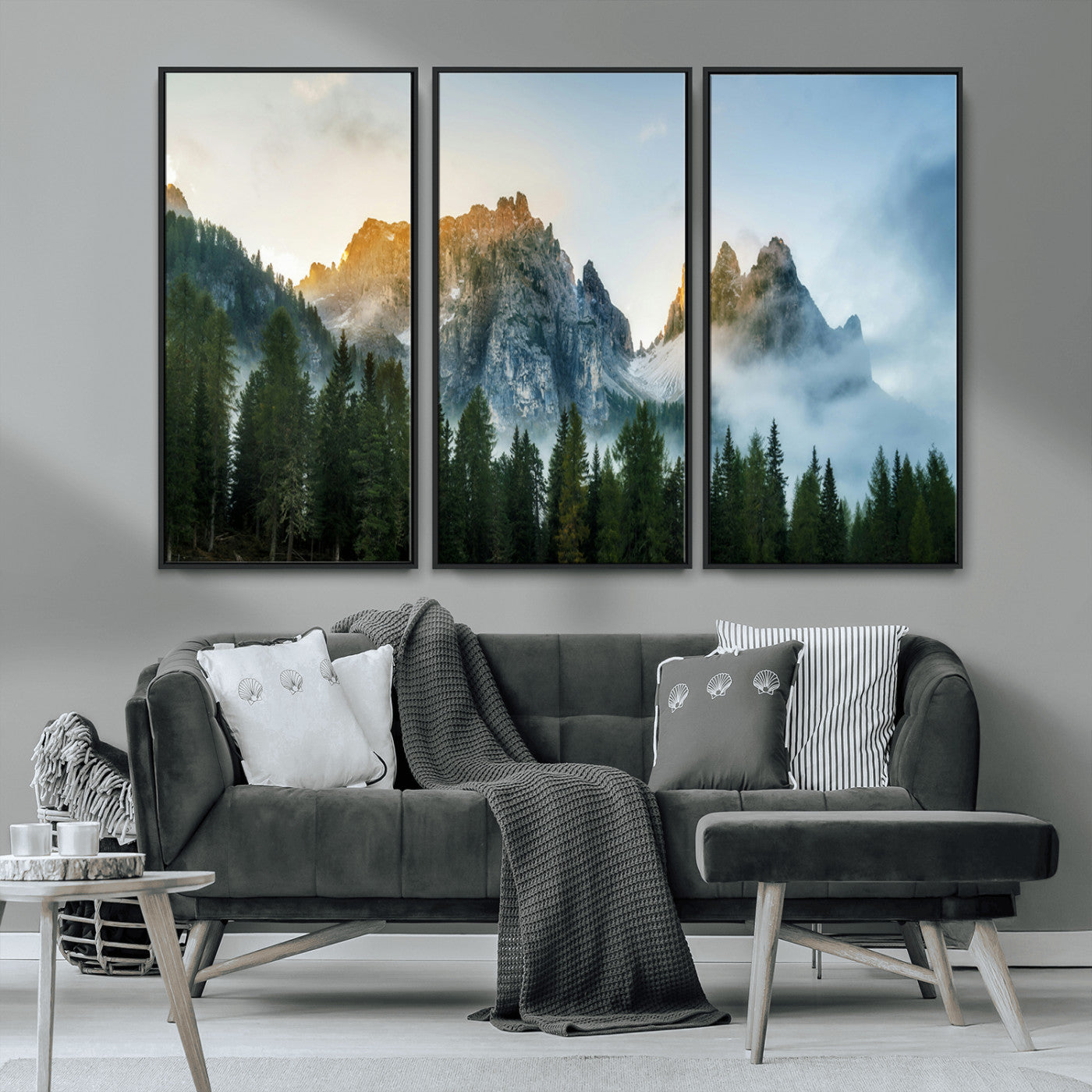 21145440-MGV-CV-36X24-Wilderness Wall Art Wall Art Canvas Print, Framed Nature Landscape Decor Art Picture Print, Misty Forest Photography Perfect