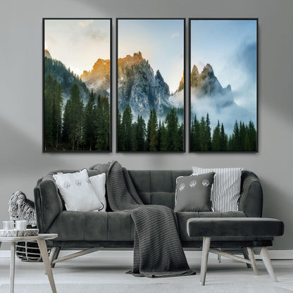 21145440-MGV-CV-36X24-Wilderness Wall Art Wall Art Canvas Print, Framed Nature Landscape Decor Art Picture Print, Misty Forest Photography Perfect